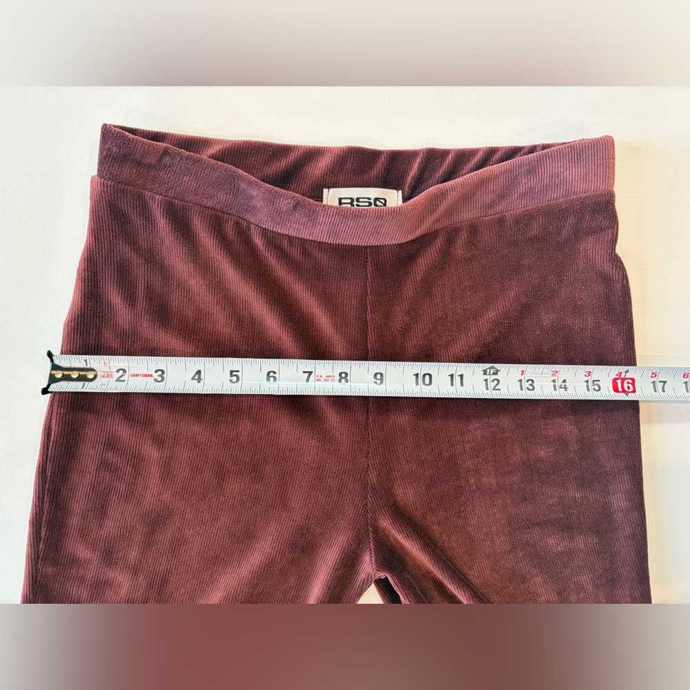 RSQ Corduroy Burgundy Maroon Bell Bottom Flared Stretchy Pants Leggings Large - Picture 8 of 12